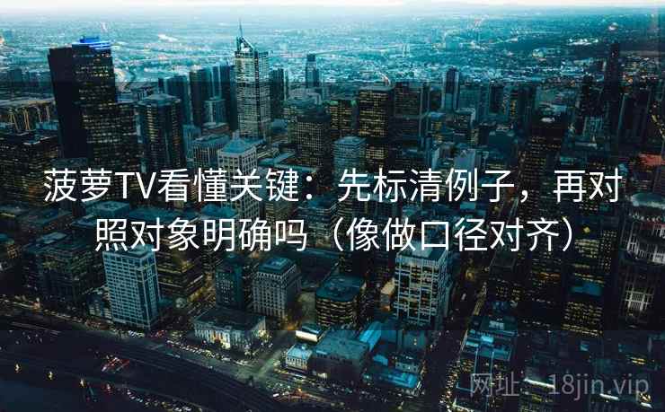 菠萝TV看懂关键：先标清例子，再对照对象明确吗（像做口径对齐）