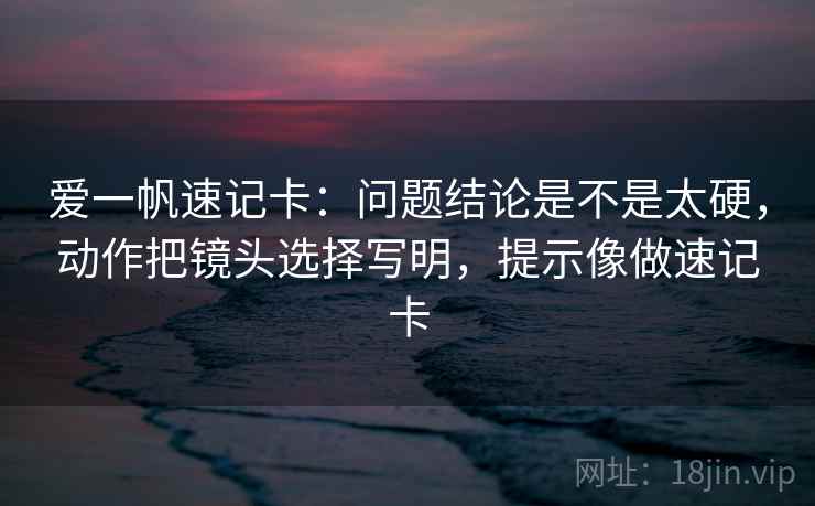 爱一帆速记卡：问题结论是不是太硬，动作把镜头选择写明，提示像做速记卡
